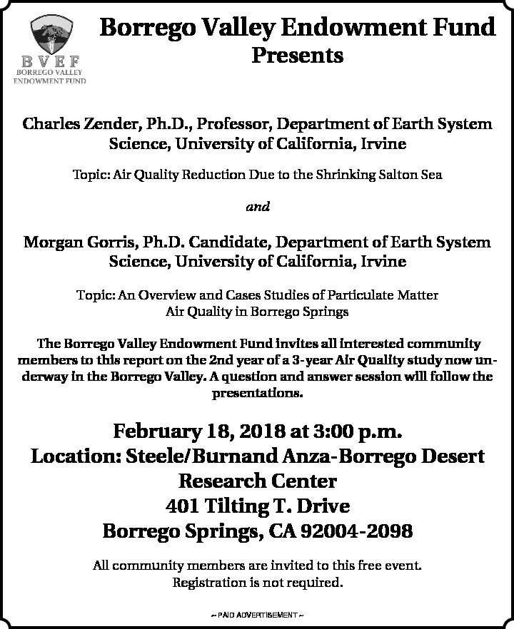 Public Presentation on Air Quality at UCI Research Center